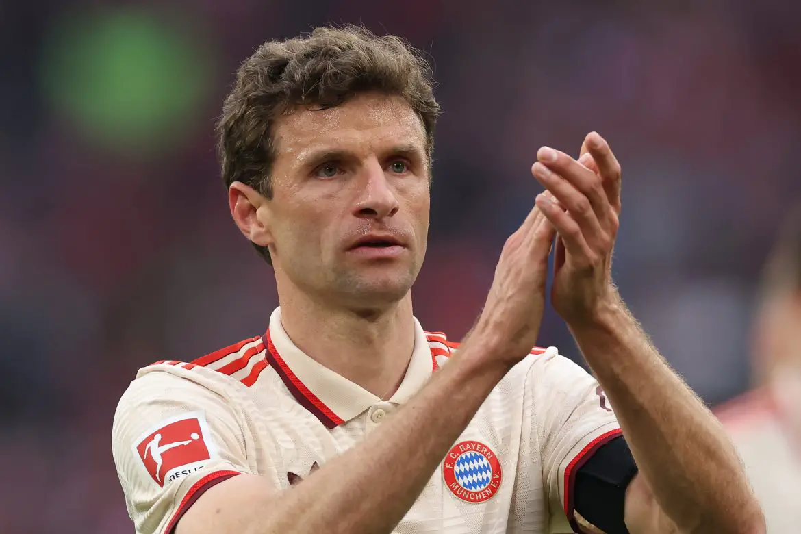 German footballing legend Thomas Müller in action for Bayern.