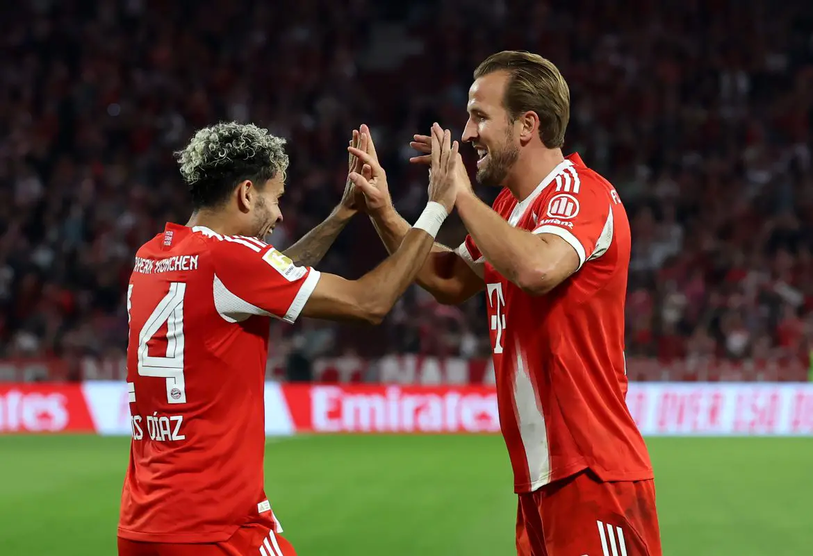 Bayern Munich's Harry Kane and Luis Diaz.