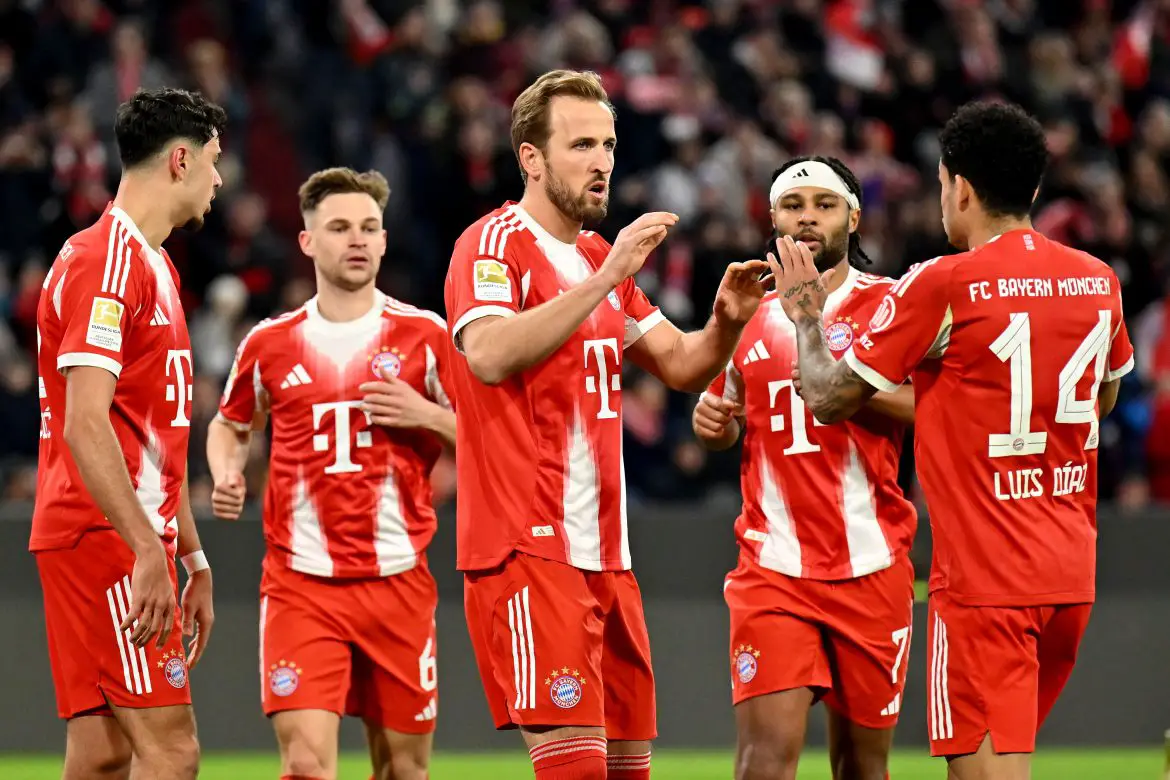 Harry Kane and his Bayern Munich teammates celebrate another Bundesliga victory.