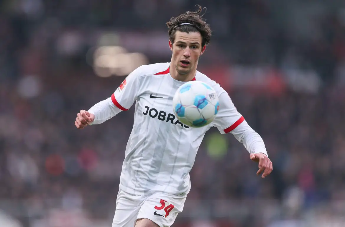 Everton's Merlin Röhl playing for Freiburg in the Bundesliga.