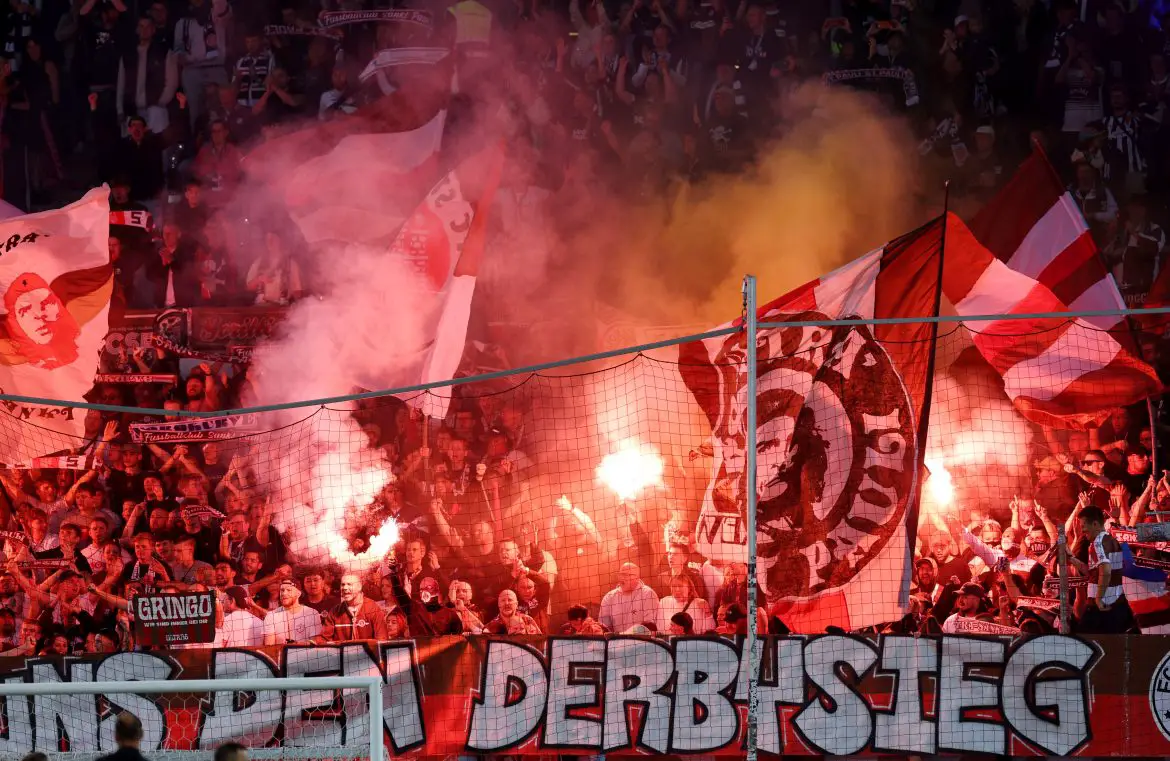 St. Pauli fans at the Millerntor on Saturday night.
