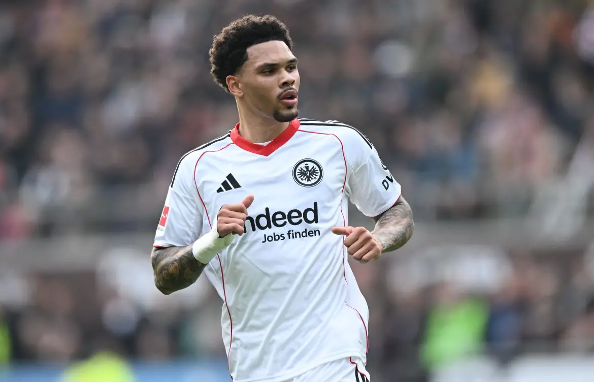 Germany and Germany U21 call-up Nnamdi Collins playing for Eintracht Frankfurt in the Bundesliga.