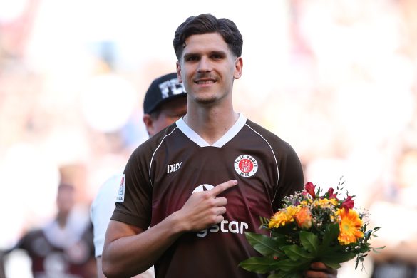 Current SC Freiburg striker Igor Matanovic bidding farewell to his former youth academy side St. Pauli in May of 2023.