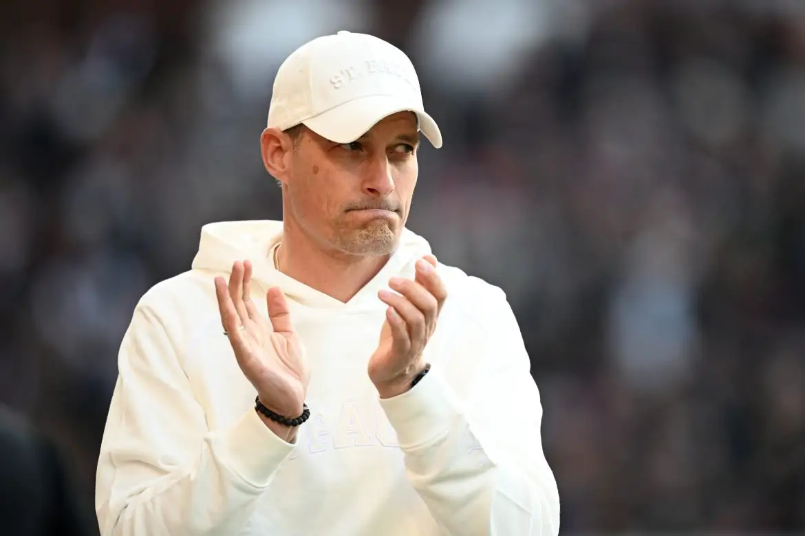 St. Pauli head coach Alexander Blessin during Sunday's home Bundesliga match against SC Freiburg.
