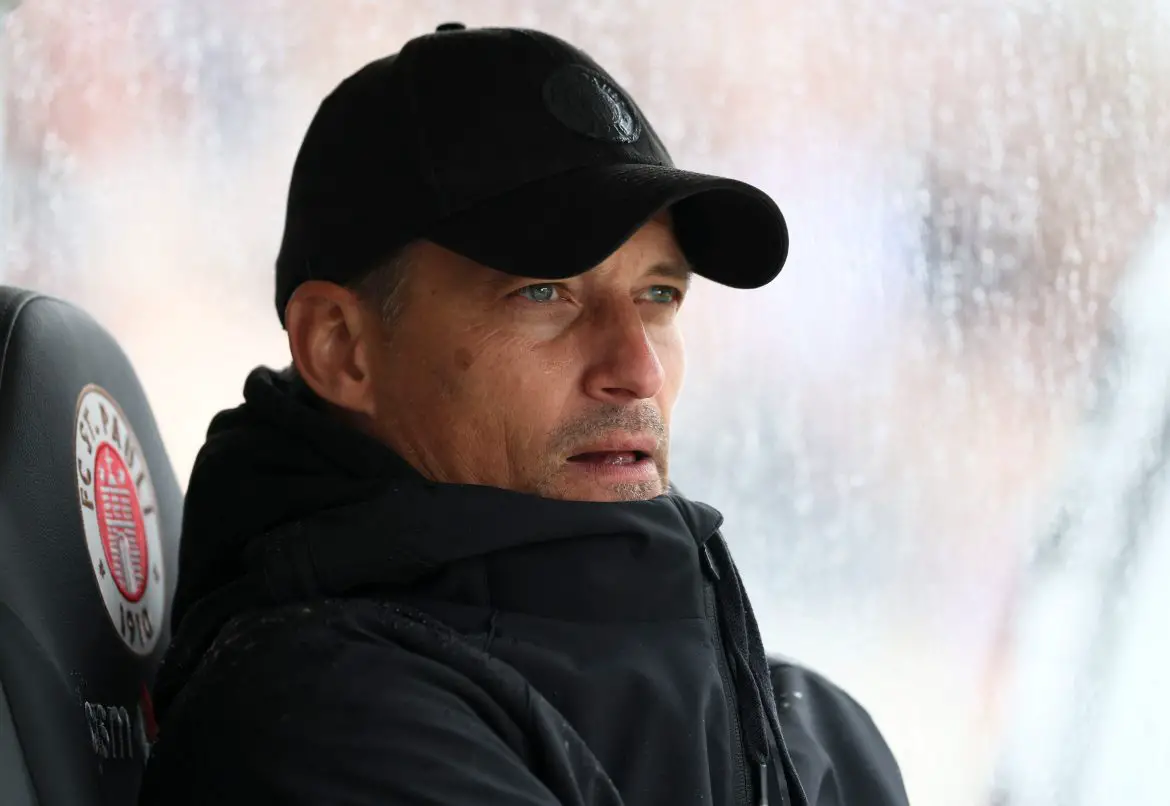 Newly appointed Borussia Mönchengladbach head coach Alexander Blessin coaching St. Pauli in the Bundesliga.