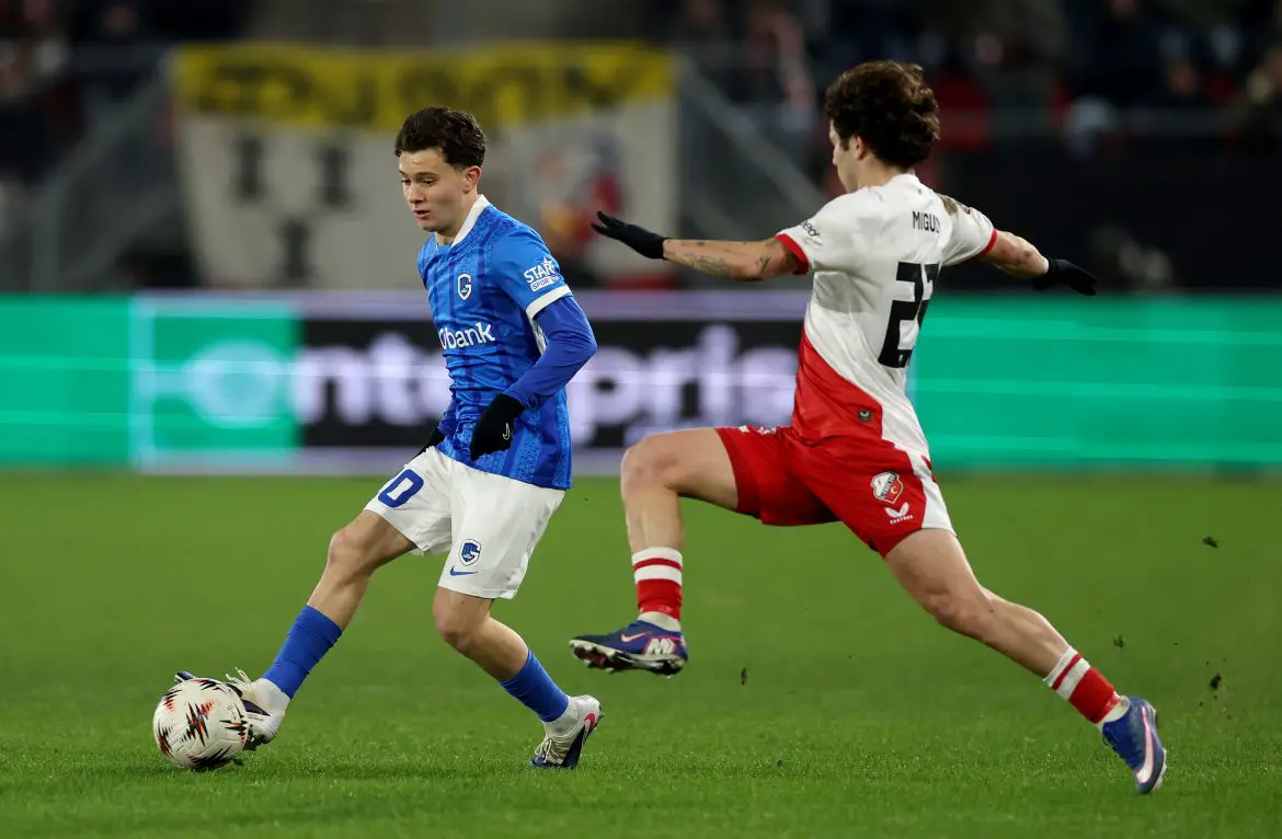 Borussia Dortmund transfer target Konstantinos Karetsas (left) playing for Genk.