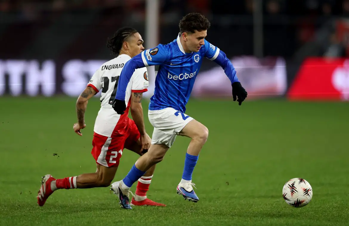 Soon-to-be-unveiled Borussia Dortmund signing Konstantinos Karetsas playing for KRC Genk.