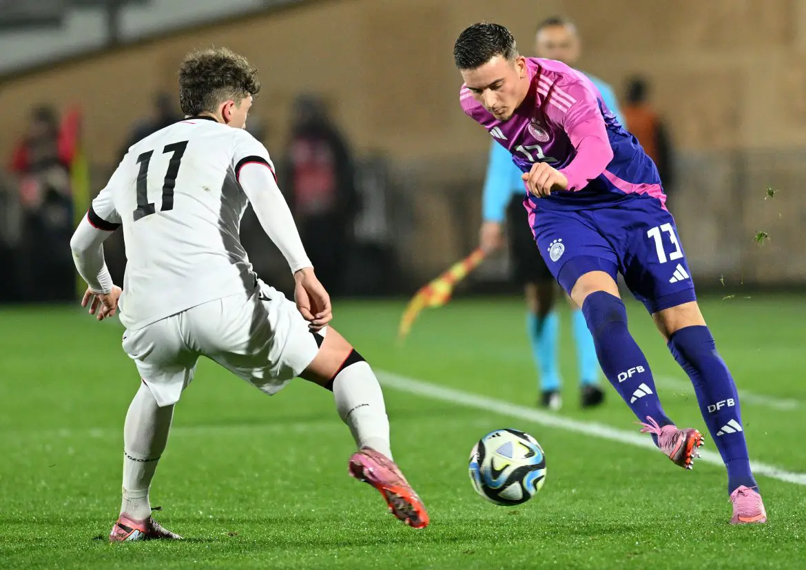 Said El Mala (right) representing the Germany U21s.