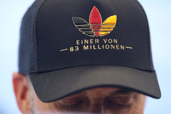 German Bundestrainer Jürgen Klopp's now famous cap at Thursday's DFB press conference.