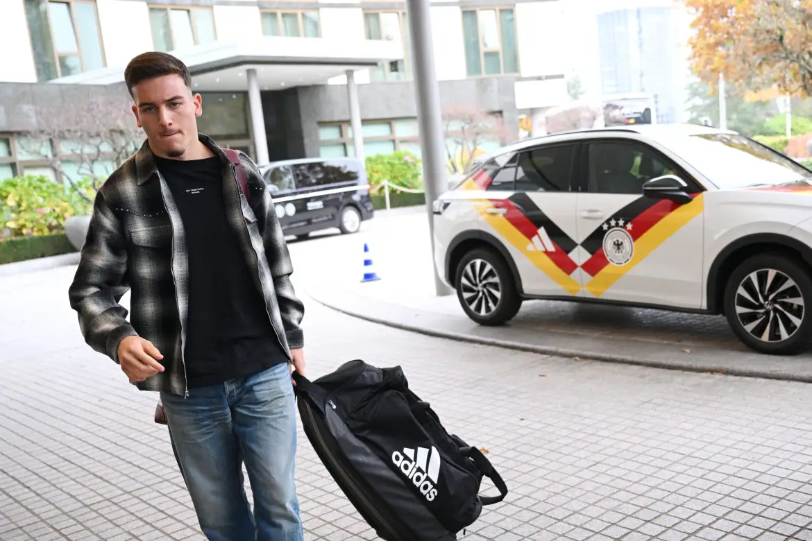 Köln's Said El Mala arriving at the German national team hotel in Wolfsburg.