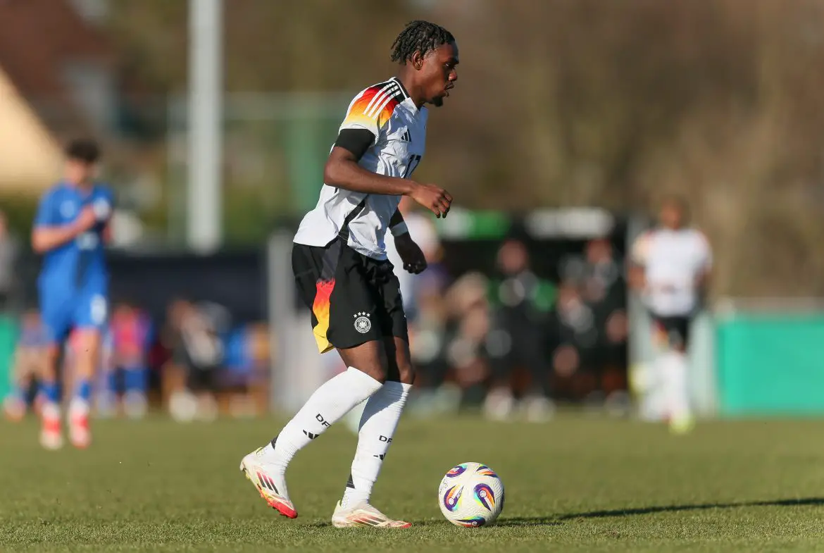 Gladbach midfielder Charles Herrmann representing Germany at U19 level.