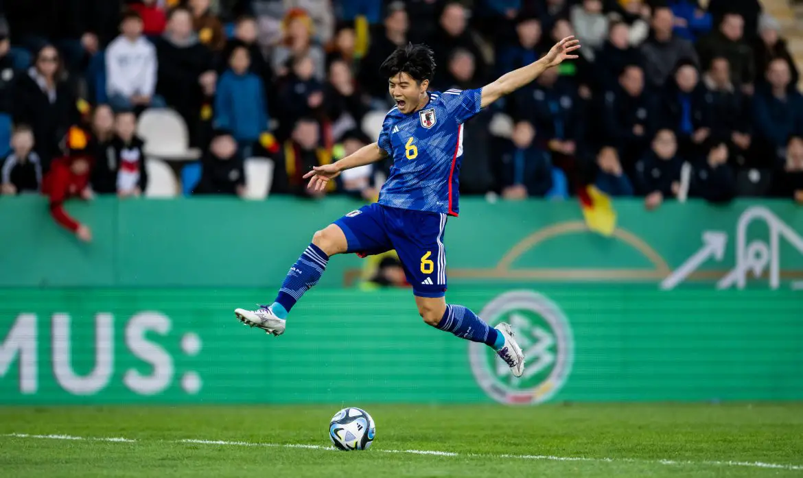 Sota Kawasaki contesting a U23 friendly in the country in which his professional career appears poised to continue.