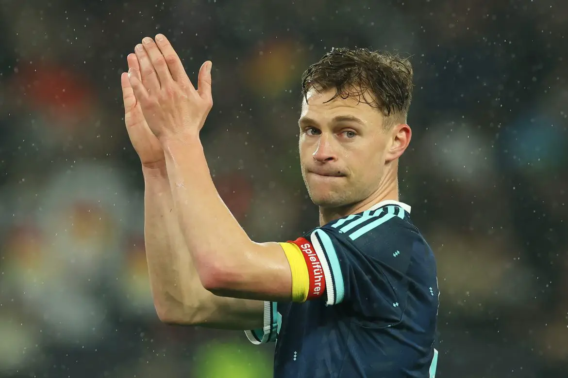 German national team captain Joshua Kimmich applauds the fans after Germany's victory over Ghana.