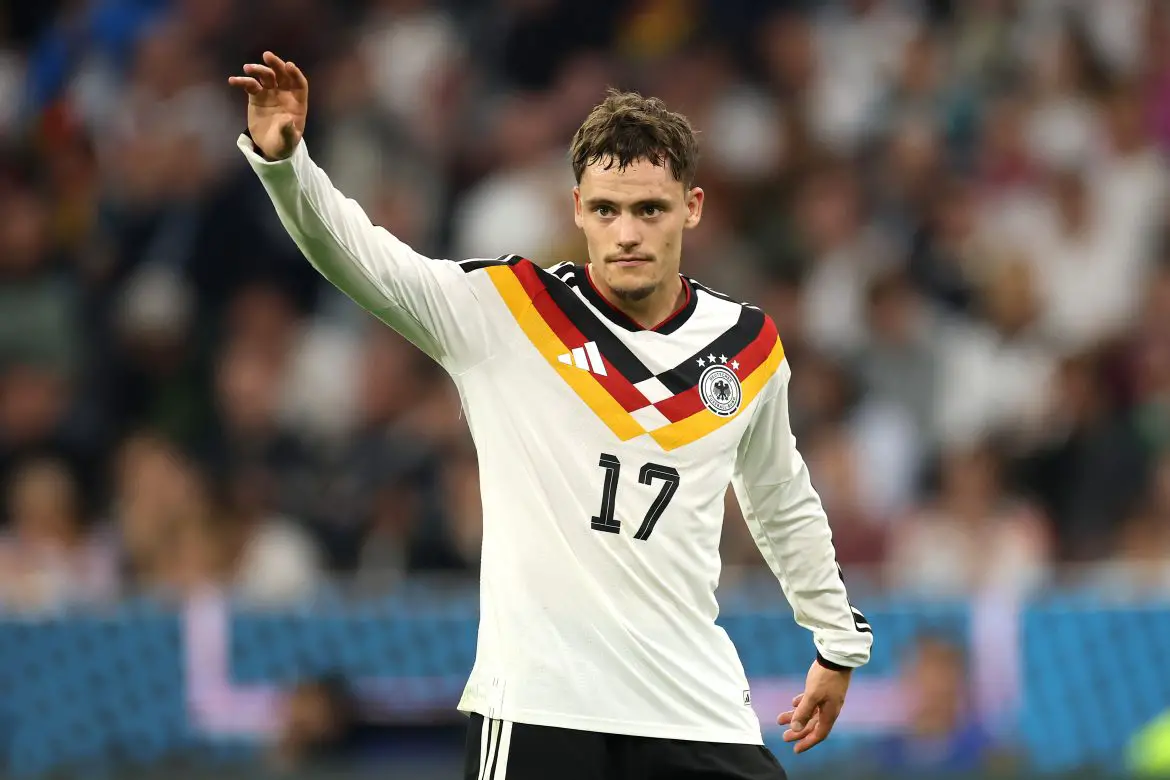 Liverpool's Florian Wirtz playing for Germany.