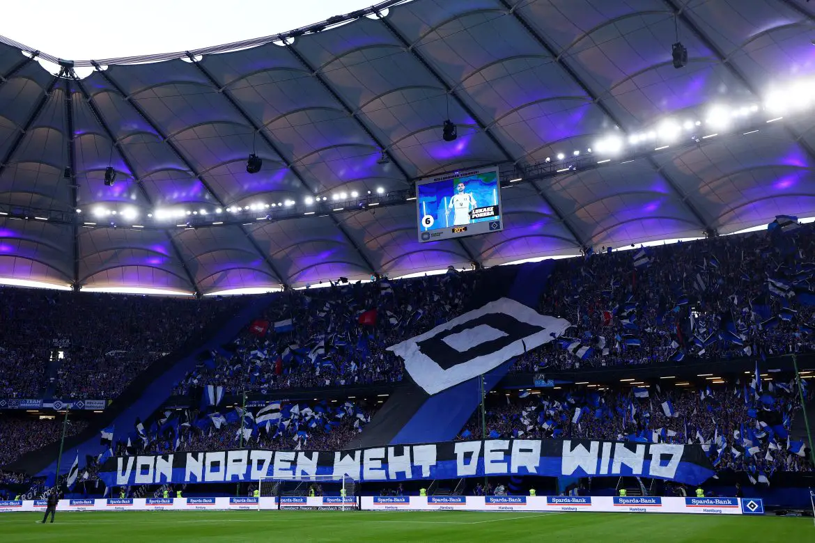 Hamburger SV fans display a choreo.