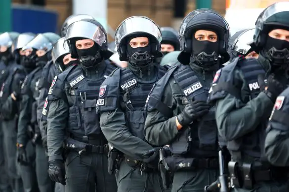 German riot police at a Bundesliga match