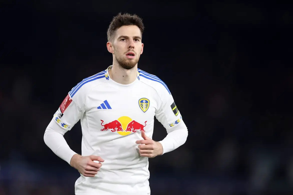 Leeds United professional Anton Stach - who is headed back to the Germany national team after a four year hiatus - in action in the Premier League.