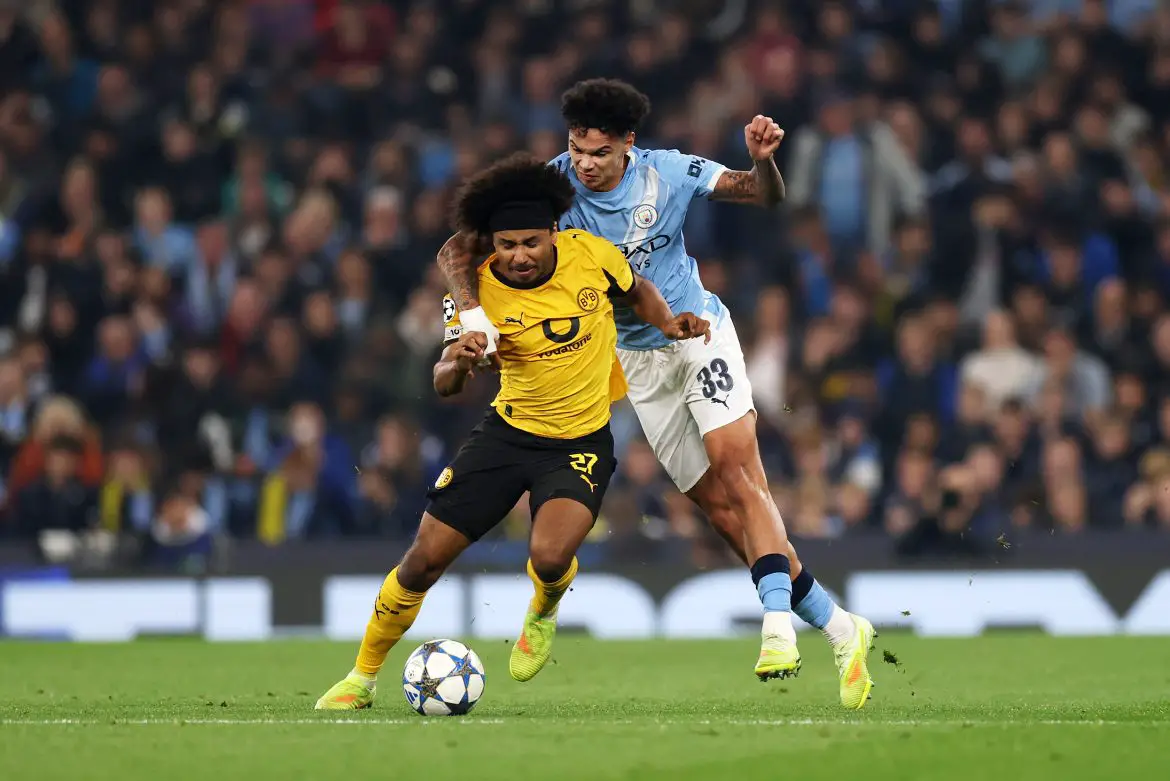 Borussia Dortmund's Karim Adeyemi (in yellow) during last night's Champions League fixture.