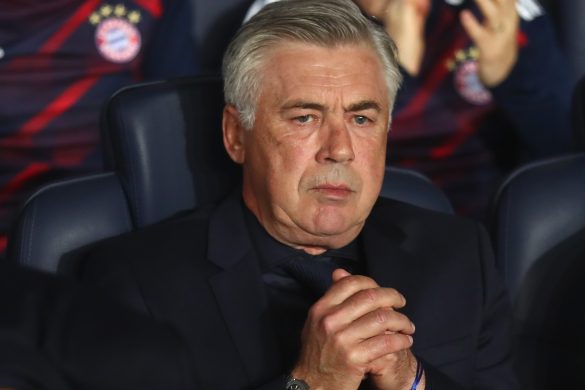 Carlo Ancelotti looking on ahead of what would be his final match in charge of Bayern Munich in late September 2017.