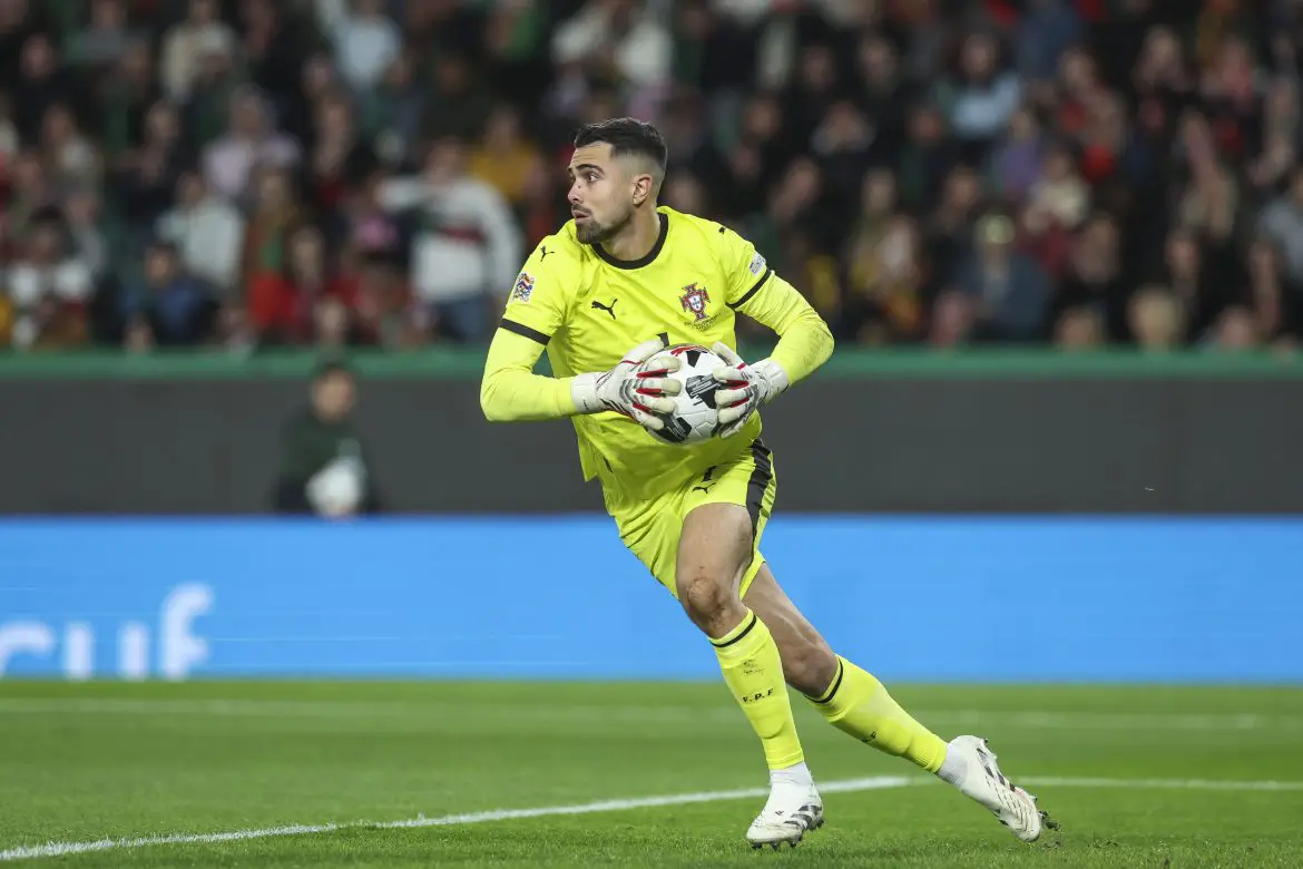 Diogo Costa of FC Porto in action for the Portuguese national team.