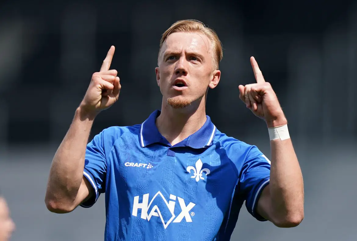 New Borussia Mönchengladbach signing Isac Lidberg playing for Darmstadt in the 2. Bundesliga last season.