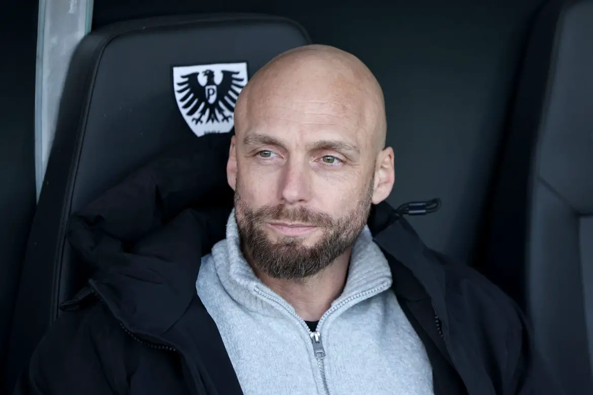 Elversberg executive Nils-Ole Book attends a 2. Bundesliga match.