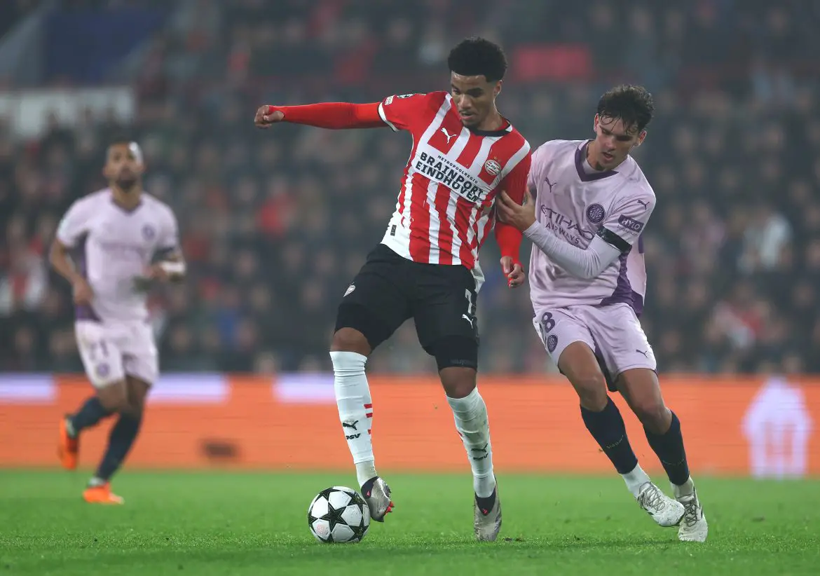 Malik Tillman playing for PSV against Celtic in the Champions League.