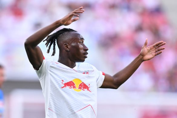 RB Leipzig attacker Yan Diomande during a Bundesliga match.