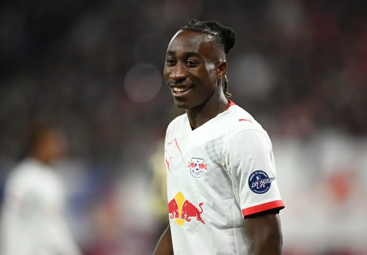 Soon-to-be-unveiled Real Madrid signing Yan Diomandé with RB Leipzig in the Bundesliga.