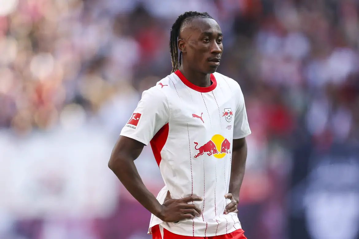 Yan Diomande of RB Leipzig in the Bundesliga.