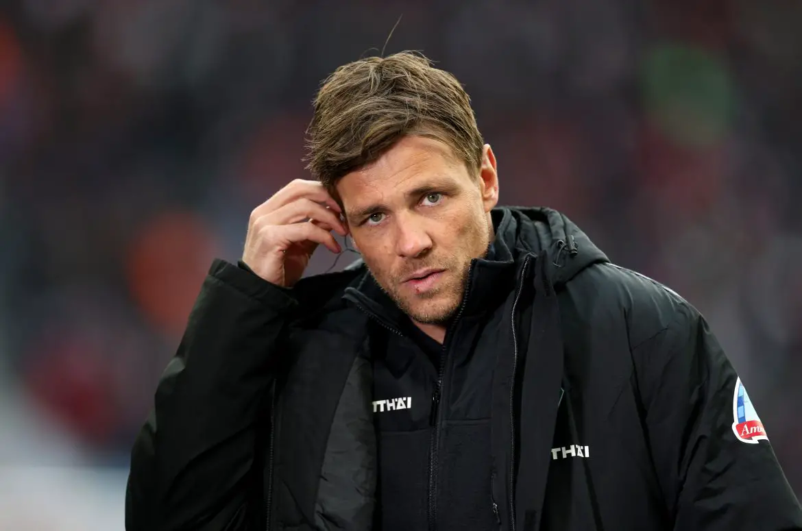 Werder Bremen managing director Clemens Fritz on the Bundesliga sidelines.
