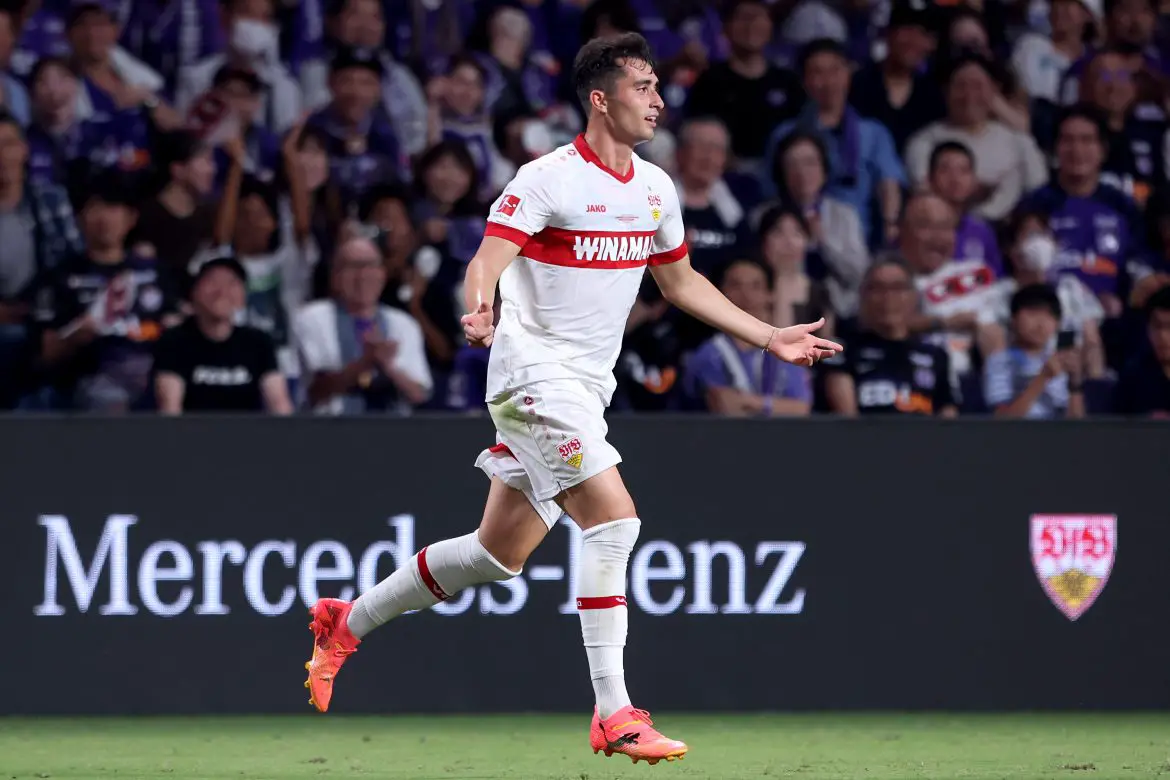 New Augsburg signing Thomas Kastanaras representing Stuttgart.