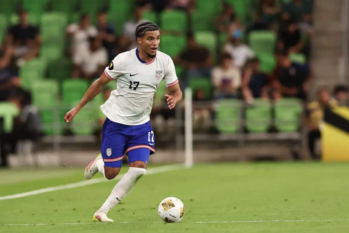 Malik Tillman playing for the United States Mens National Team.