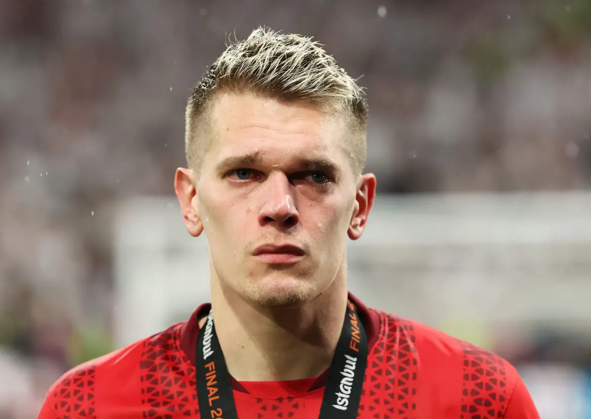 Freiburg's Matthias Ginter after losing the 2025/26 Europa League Final.