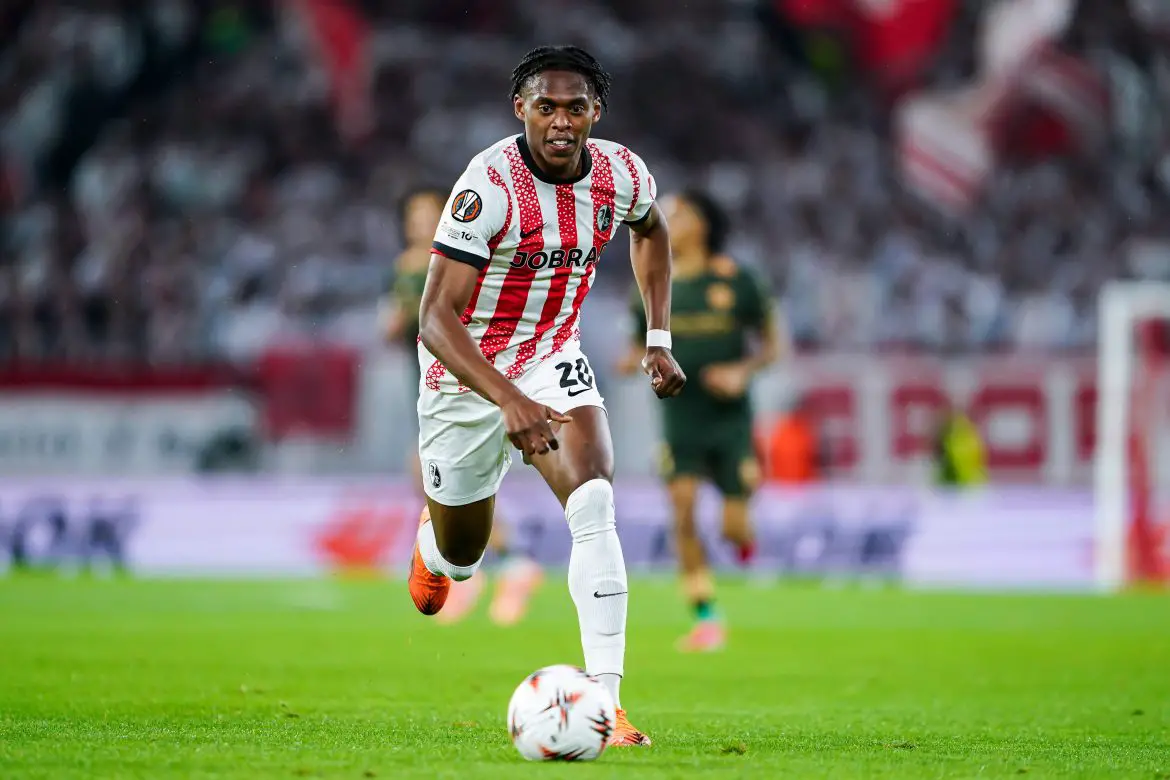 New Celtic signing Junior Adamu representing Freiburg in the Europa League.