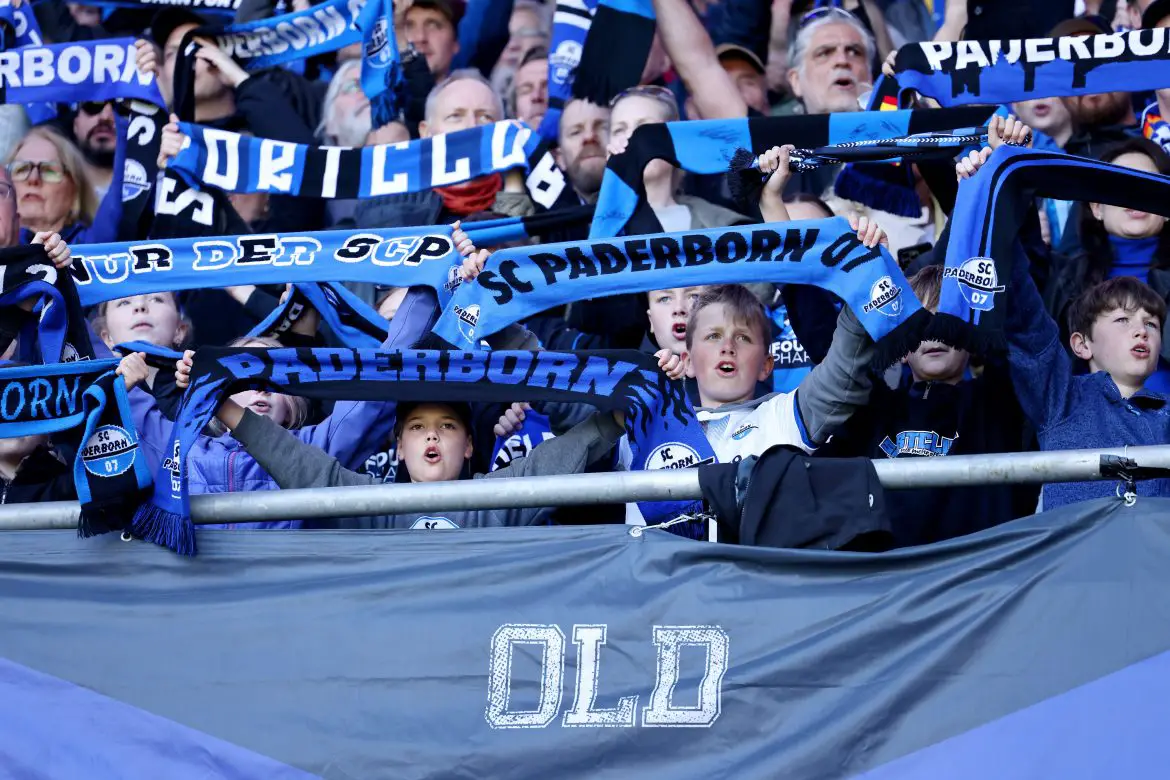 SC Paderborn 07 fans express support for their Bundesliga club.