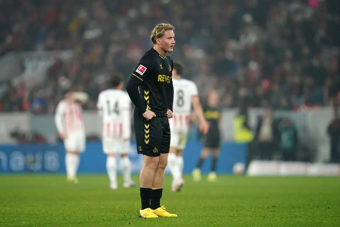 Köln striker Fynn Schenten in the Bundesliga.