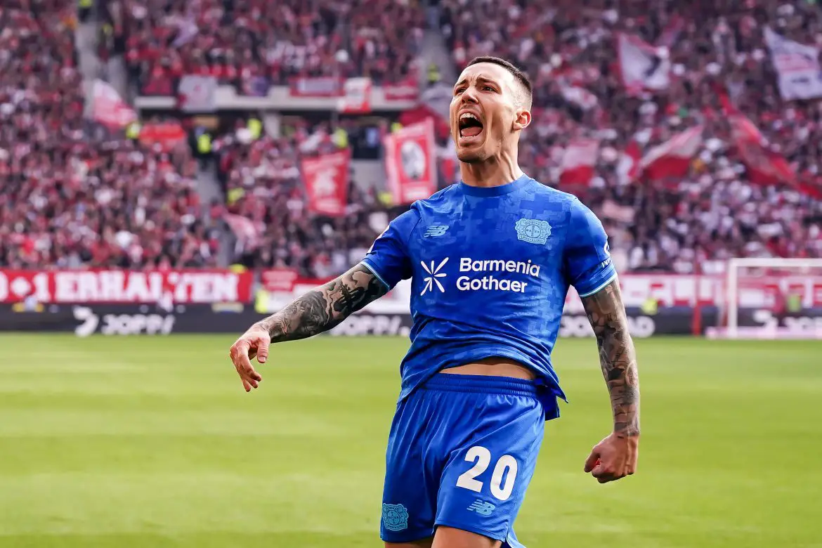 Alejandro Grimaldo of Bayer Leverkusen.