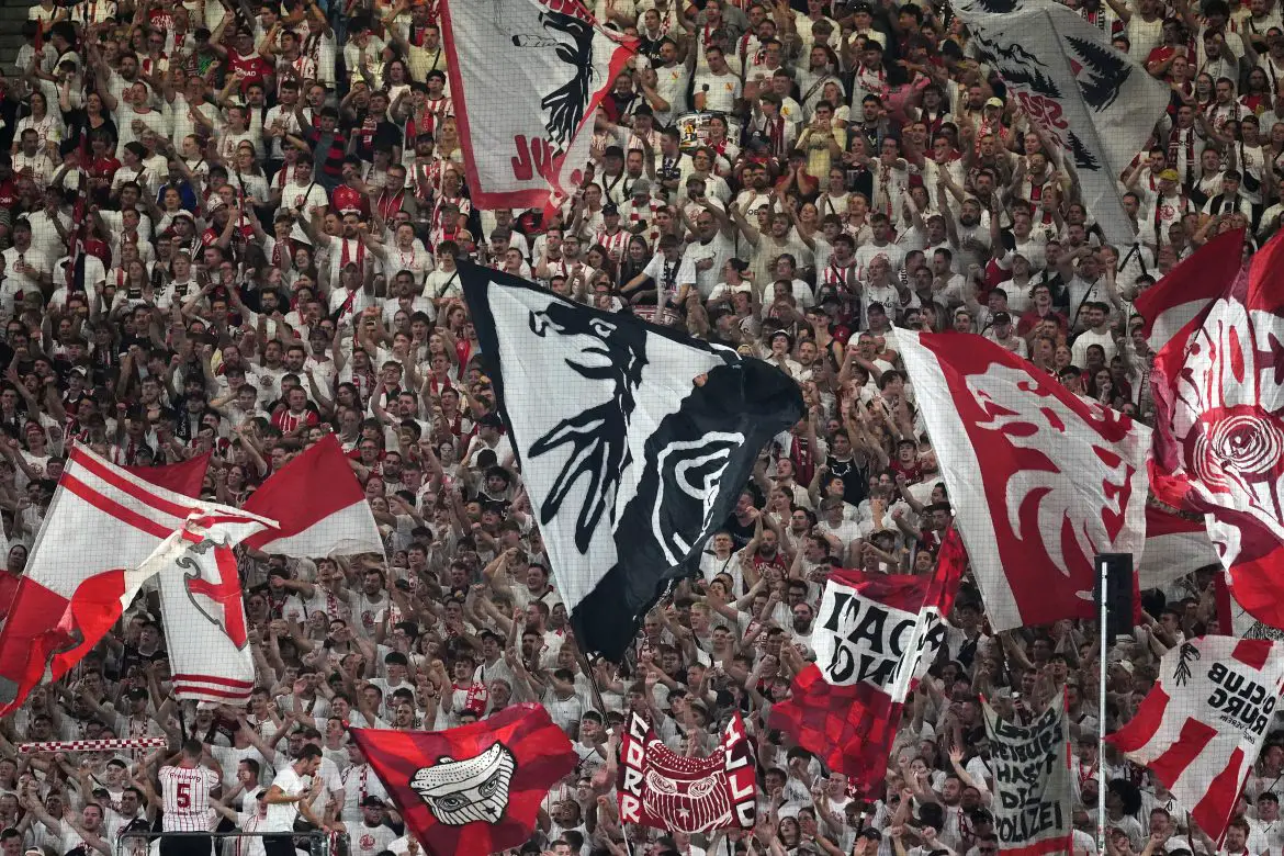 SC Freiburg fans show support for their Bundesliga club.