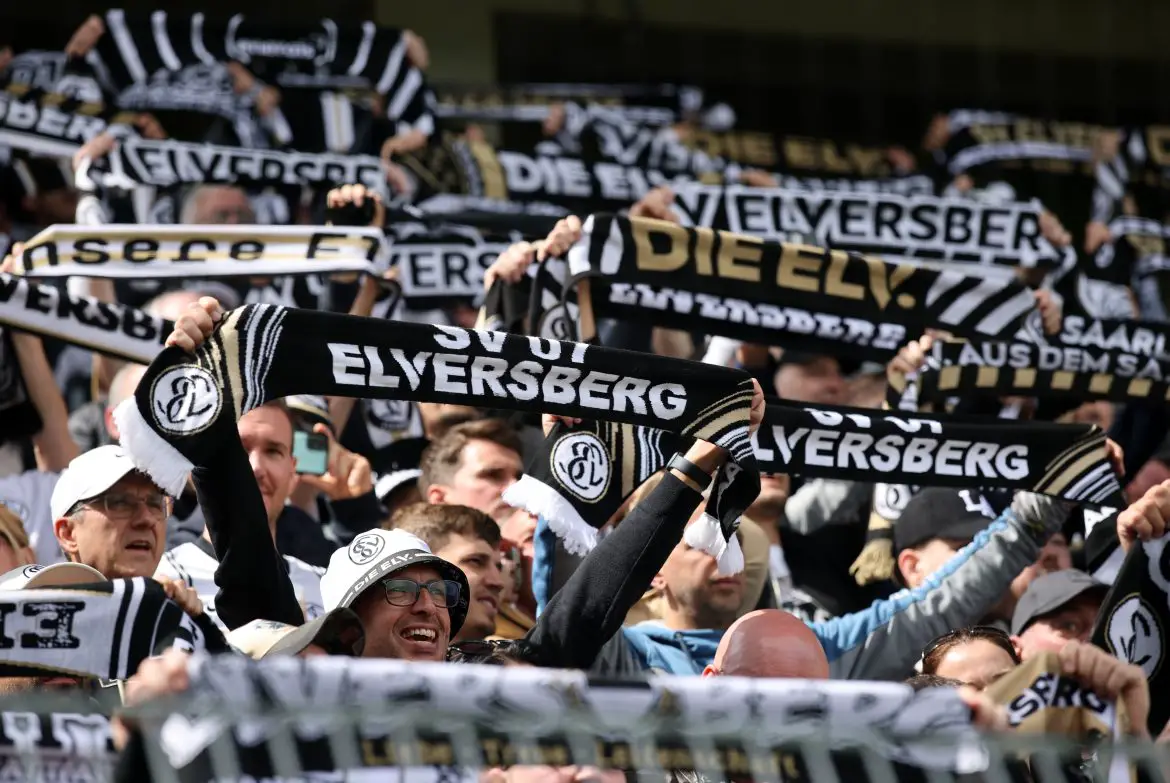 Elversberg fans show support for their Bundesliga club.