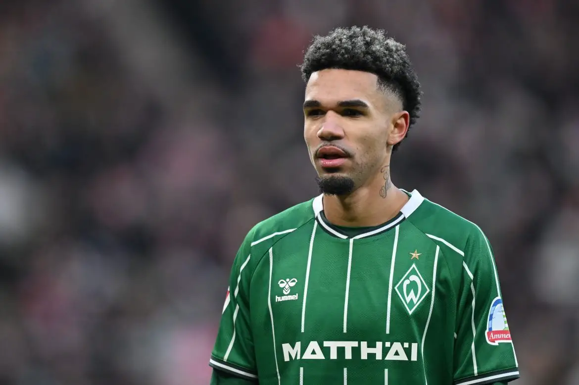 Werder Bremen attacker Justin Njinmah in the Bundesliga.
