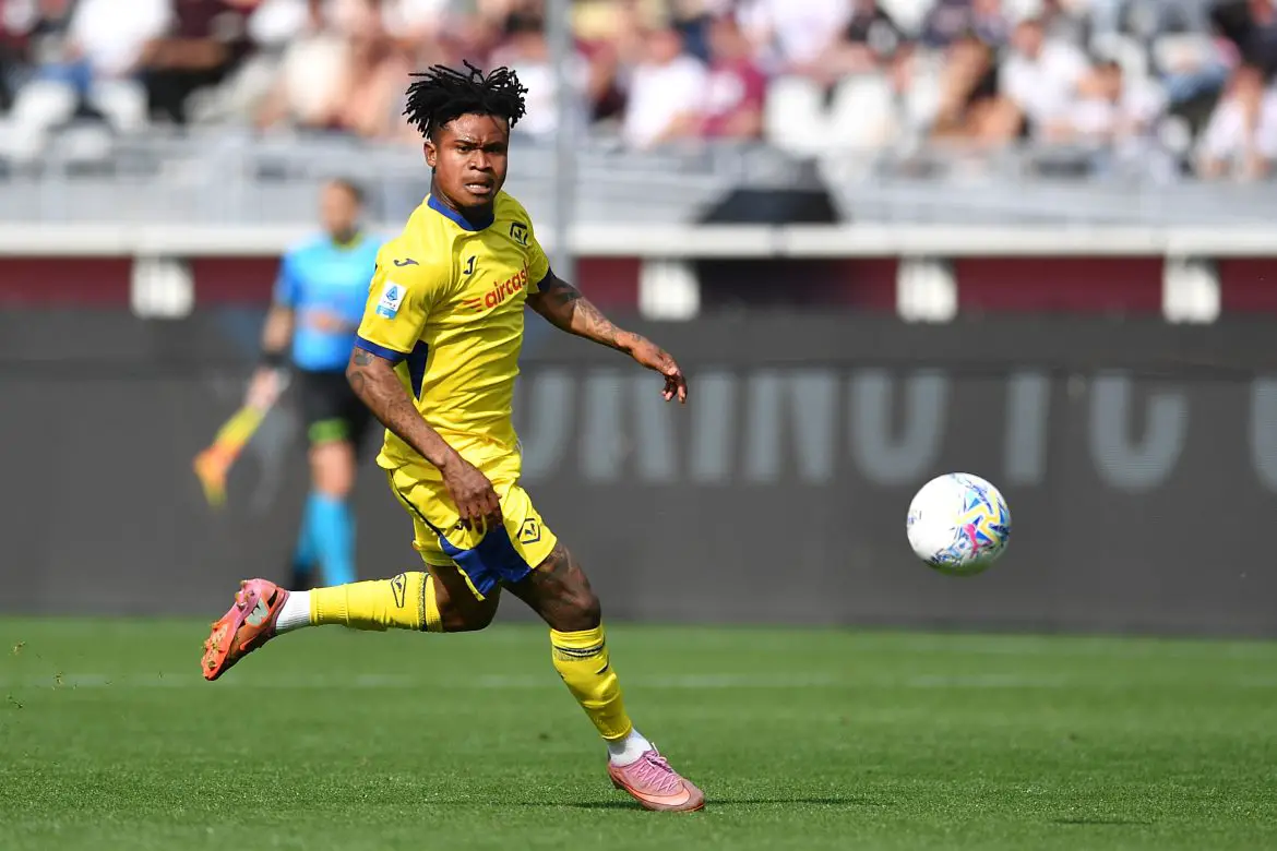 Hoffenheim striker Gift Orban representing loan club Hellas Verona in the Serie A.