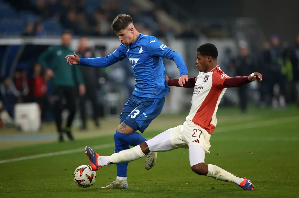 Rennes centre back Warmed Omari (right) working on loan at Olympique Lyon last season.