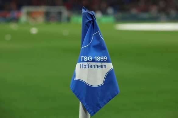 A TSG 1899 Hoffenheim branded corner flag.