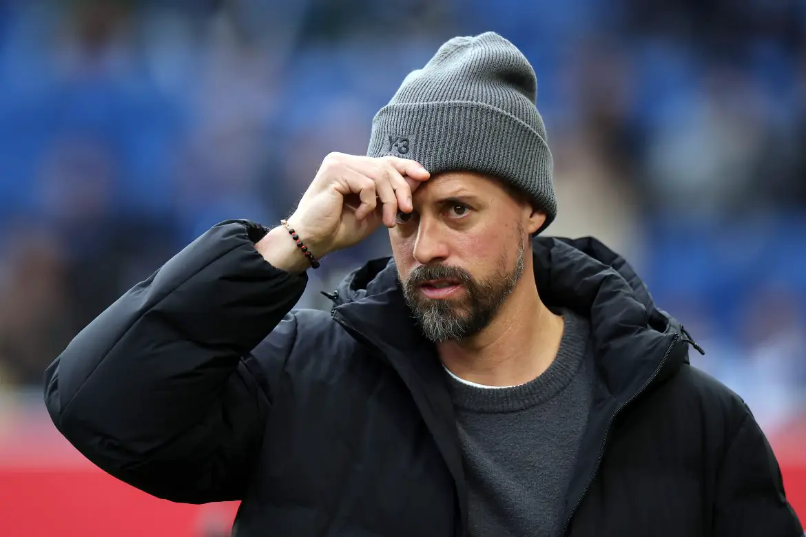 Former Ipswich Town coaching talent Sandro Wagner working the Bundesliga sidelines last season with Augsburg.