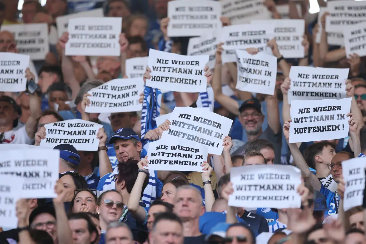 Hoffenheim fans protest against controversial agent and Dietmar Hopp confidant Roger Wittmann.