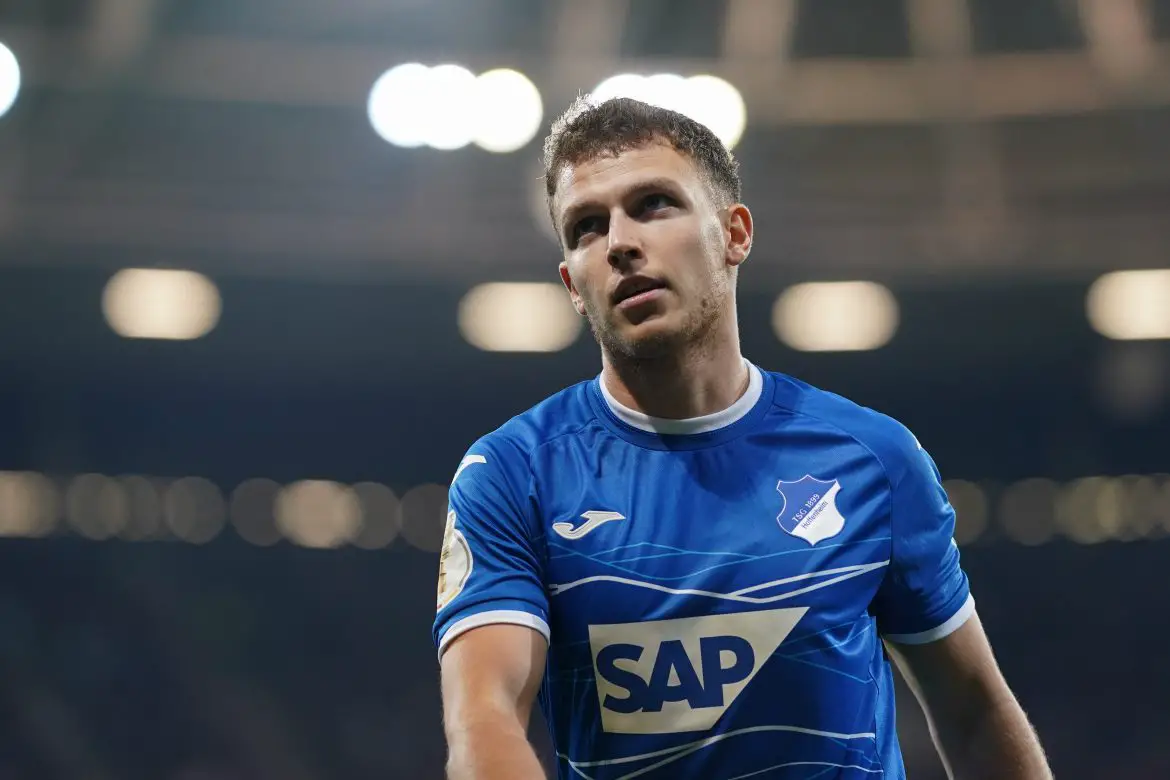 New Aberdeen signing Dennis Geiger representing Hoffenheim, his academy club and only professional station since 2009.