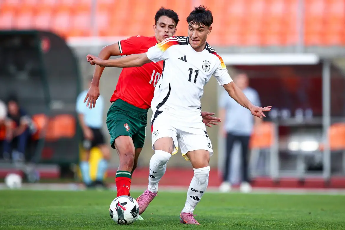 Hoffenheim attacker and soon-to-be-unveiled Paderborn signing Deniz Zeitler (#11) representing Germany at U20 level.
