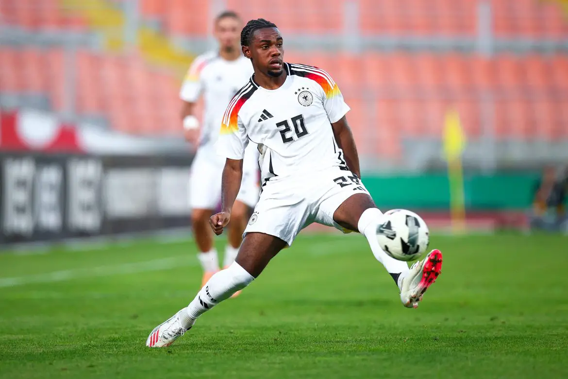 Soon-to-be-unveiled Cercle Brugge signing Charles Herrmann representing Germany at U20 level.