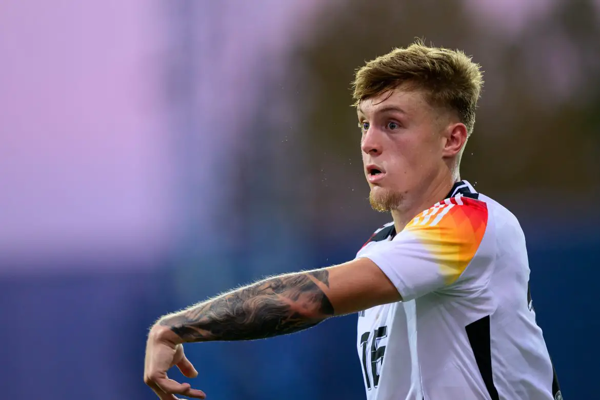 New Forest signing Luca Netz representing Germany at U21 level.